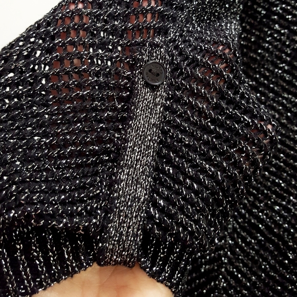 🔖P. Nygard🖤Fishnet Knit Sweater Top w/ 3/4 Sleeves Scoop Neck - Picture 1 of 11